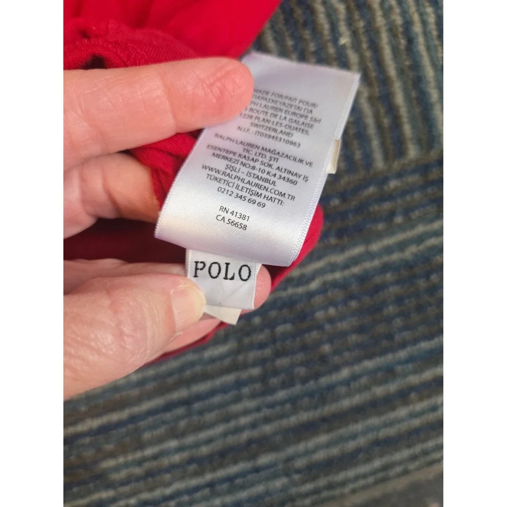 Polo Ralph Lauren Bear Long Sleeve T-Shirt Kids Size 7 Christmas Tree Red